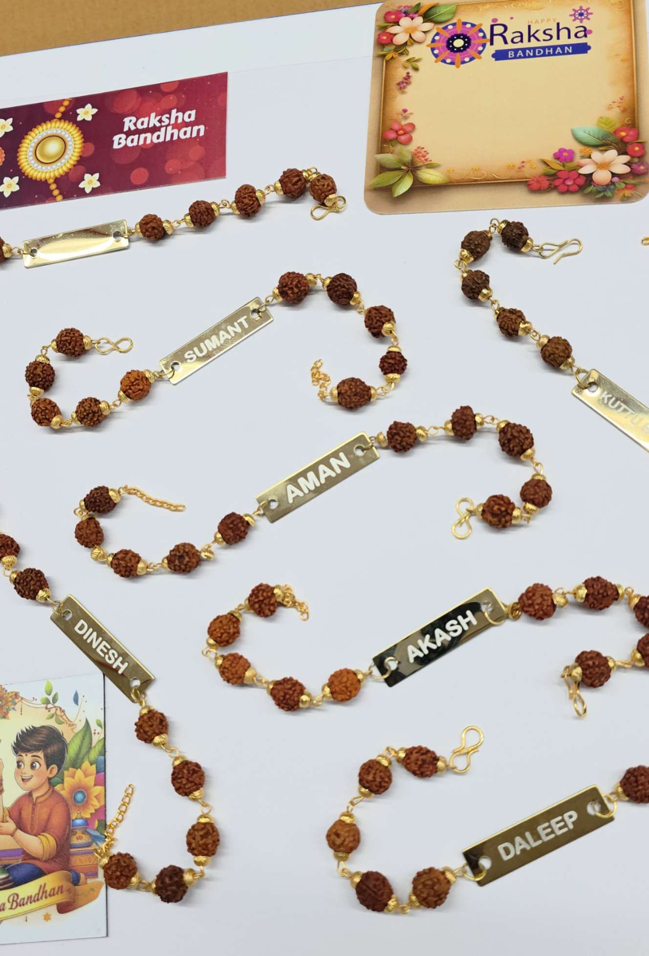 RR1 Personalized Rudraksha Rakhi Bracelet